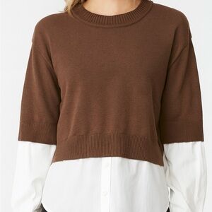Truth Brown Preppy Sweater Cropped Layered‑Look Top Clueless Medium